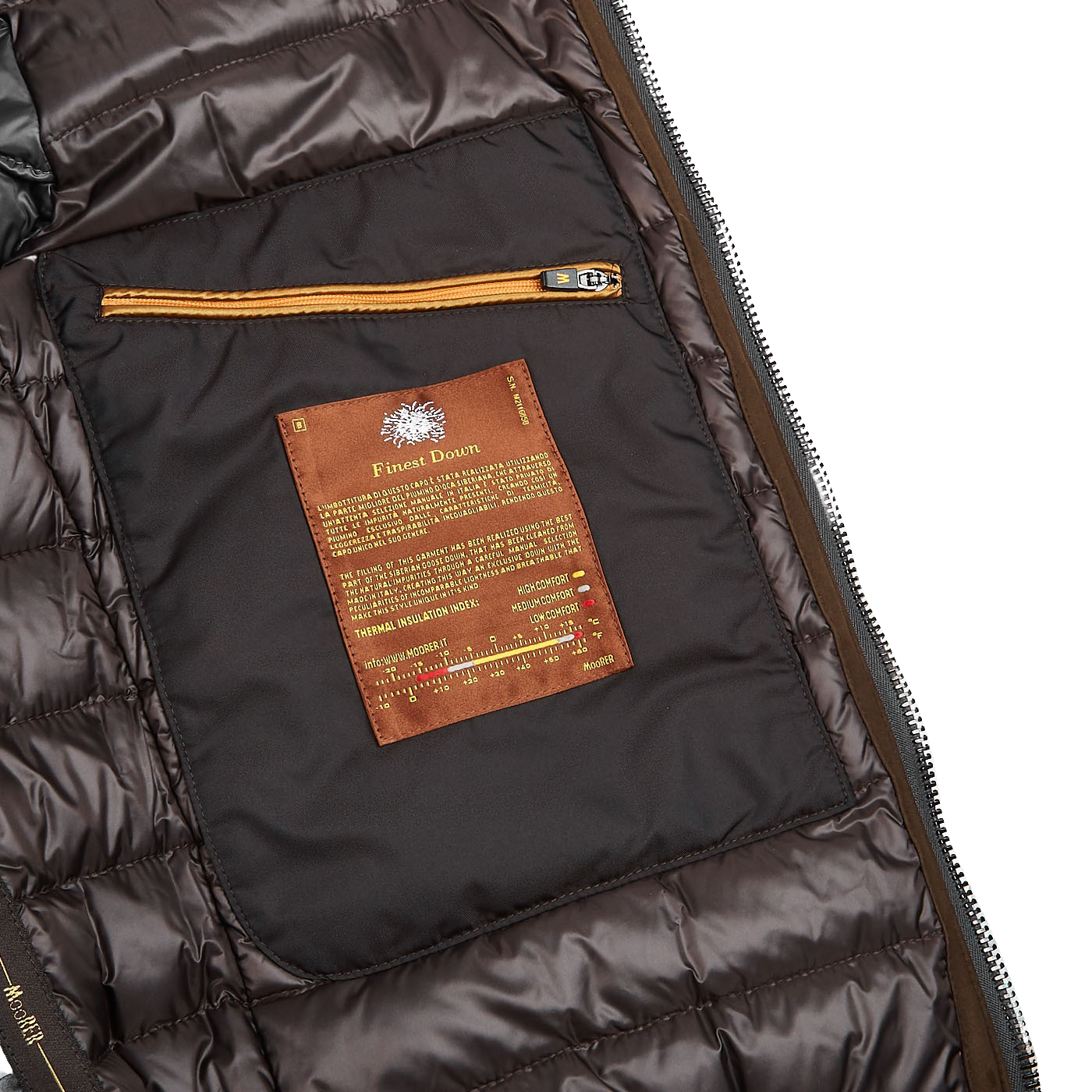 Moorer Grey Wool Cashmere Down Padded Bomber Jacket Inside