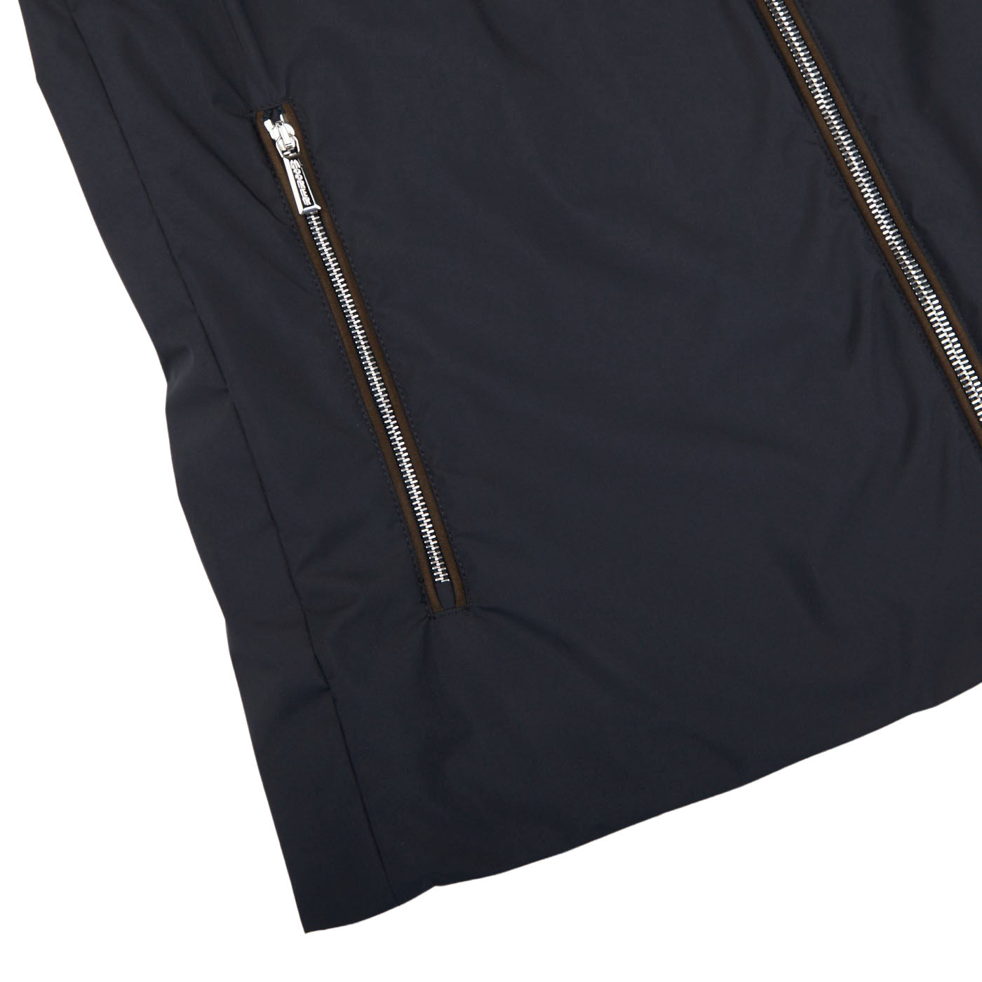 Moorer Navy Blue Down Padded Knitted Sleeve Bomber Edge
