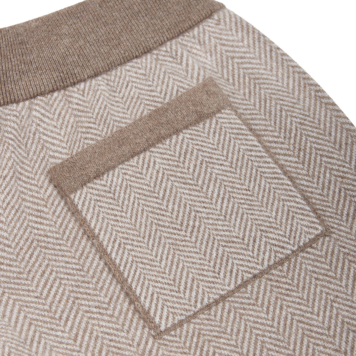 Beige/Brown Herringbone Wool Cashmere Jogger