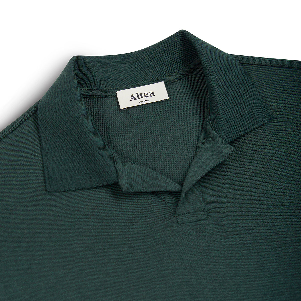 Petrol Green Lyocell Long Sleeve Open Neck Polo
