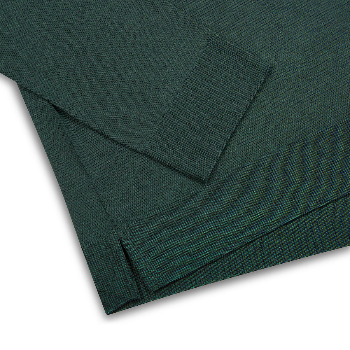 Petrol Green Lyocell Long Sleeve Open Neck Polo