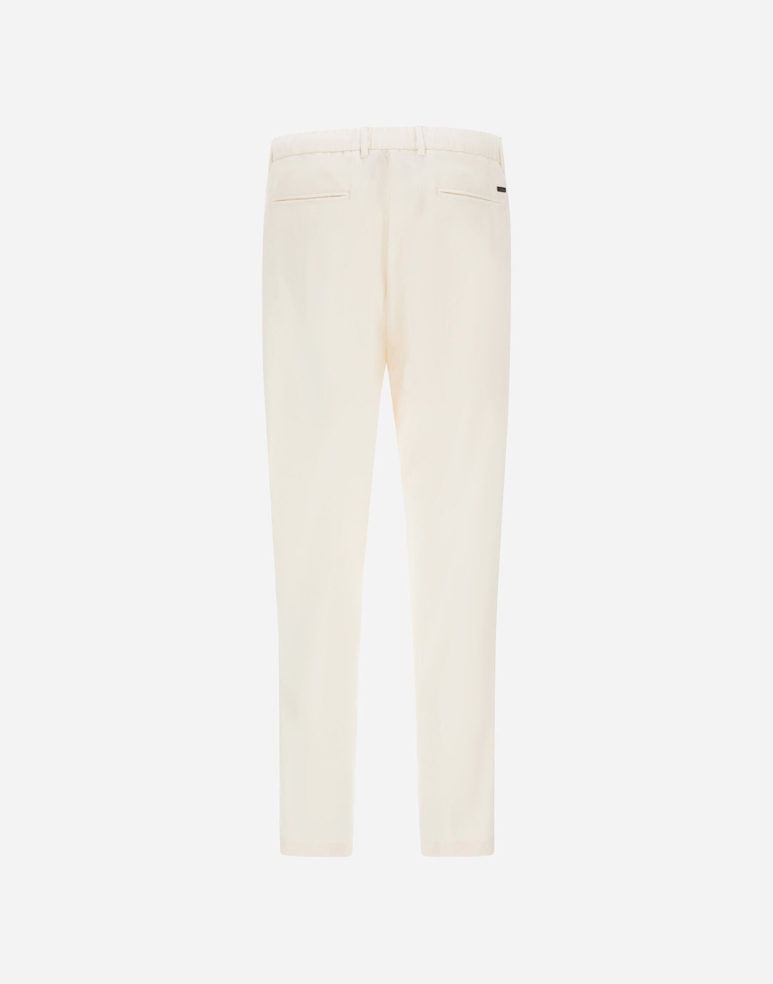 Beige Wool/Modal Melange Flannel Drawstring Resort Trousers