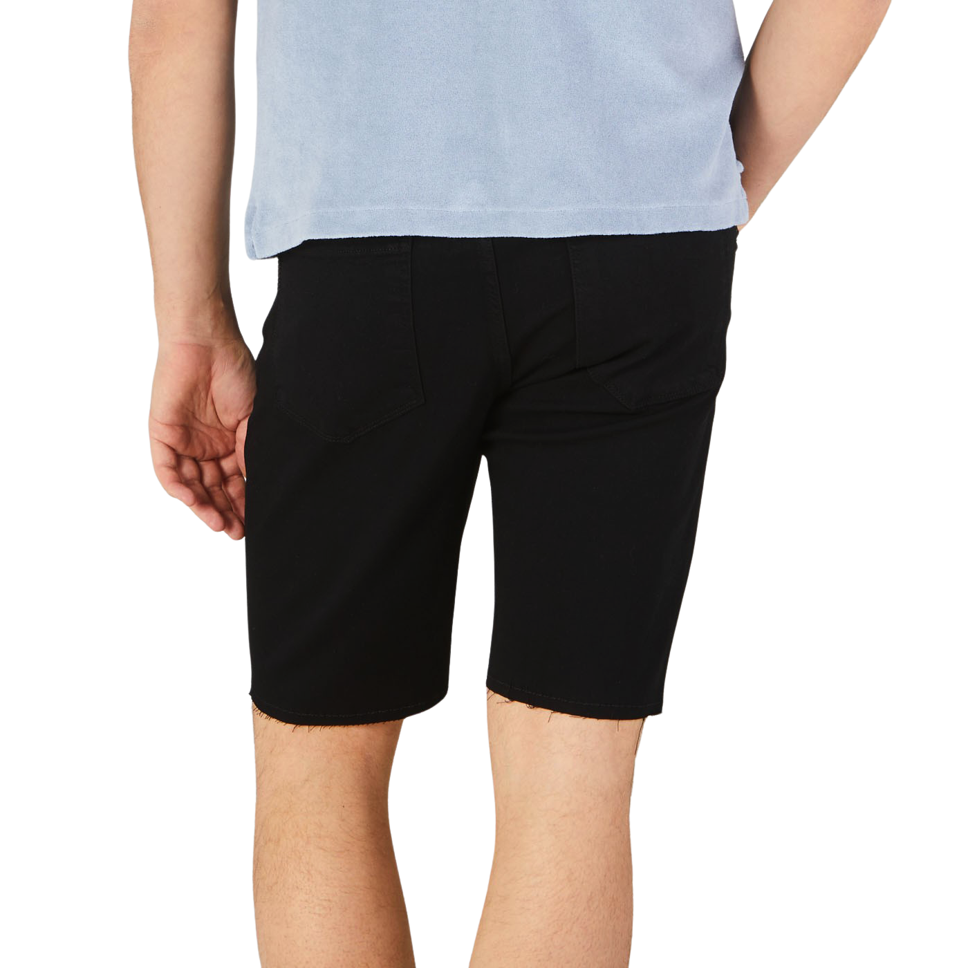 Paige Black Shadow Cotton Stretch Federal Shorts Back