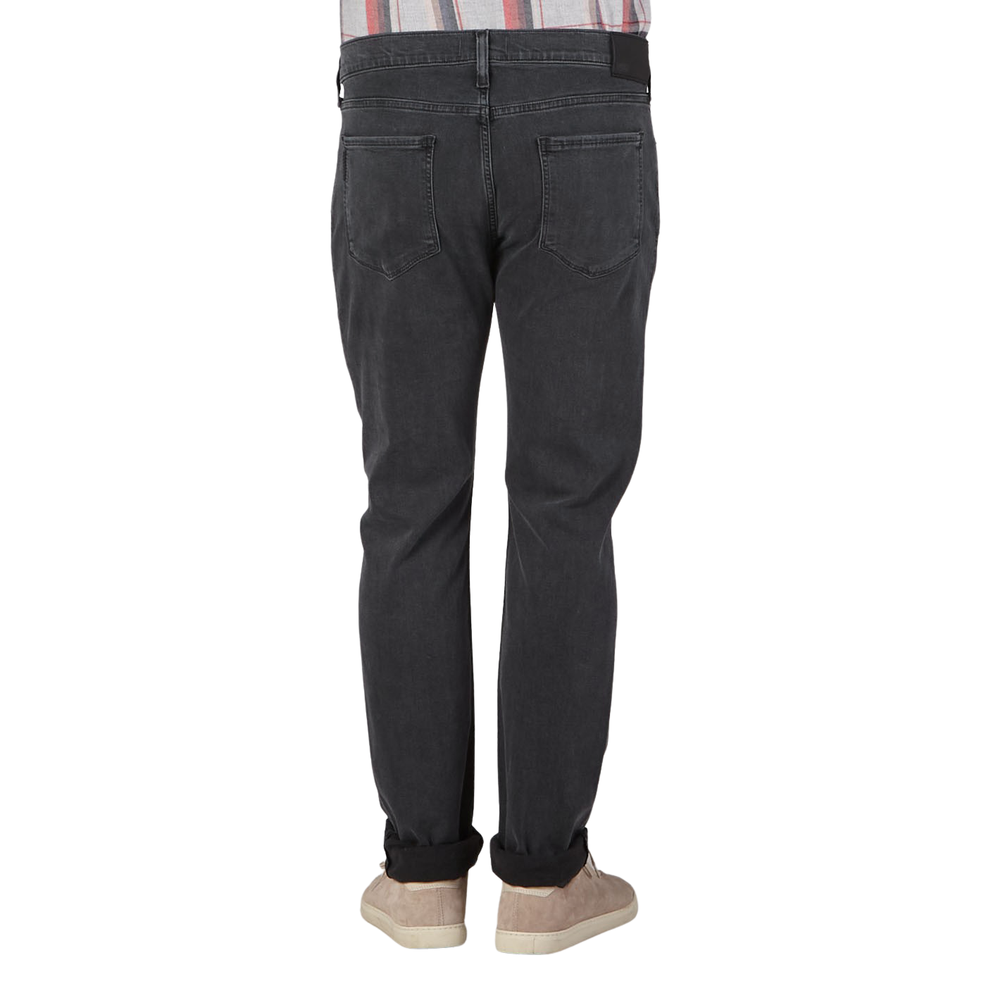 Paige Charcoal Grey Cotton Stretch Lennox Jeans Back