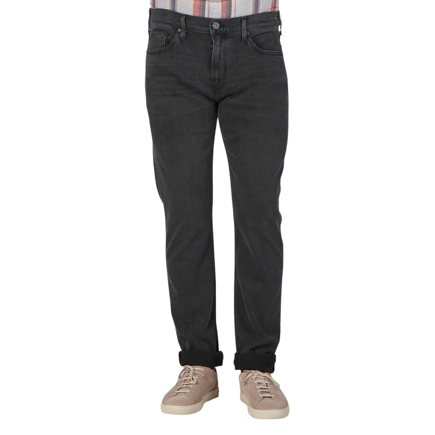 Paige Charcoal Grey Cotton Stretch Lennox Jeans Front