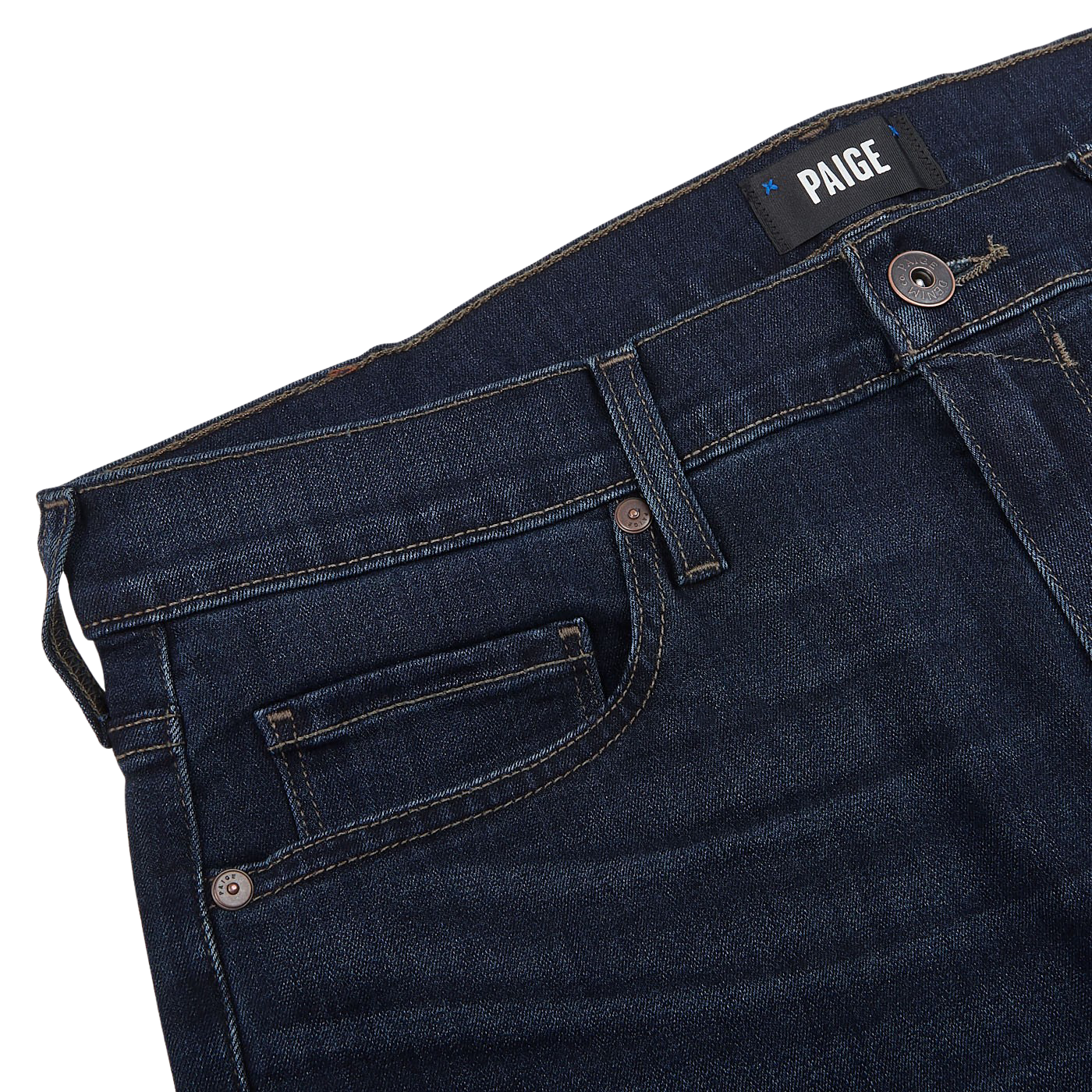Paige Dark Blue Cotton Stretch Lennox Jeans Edge