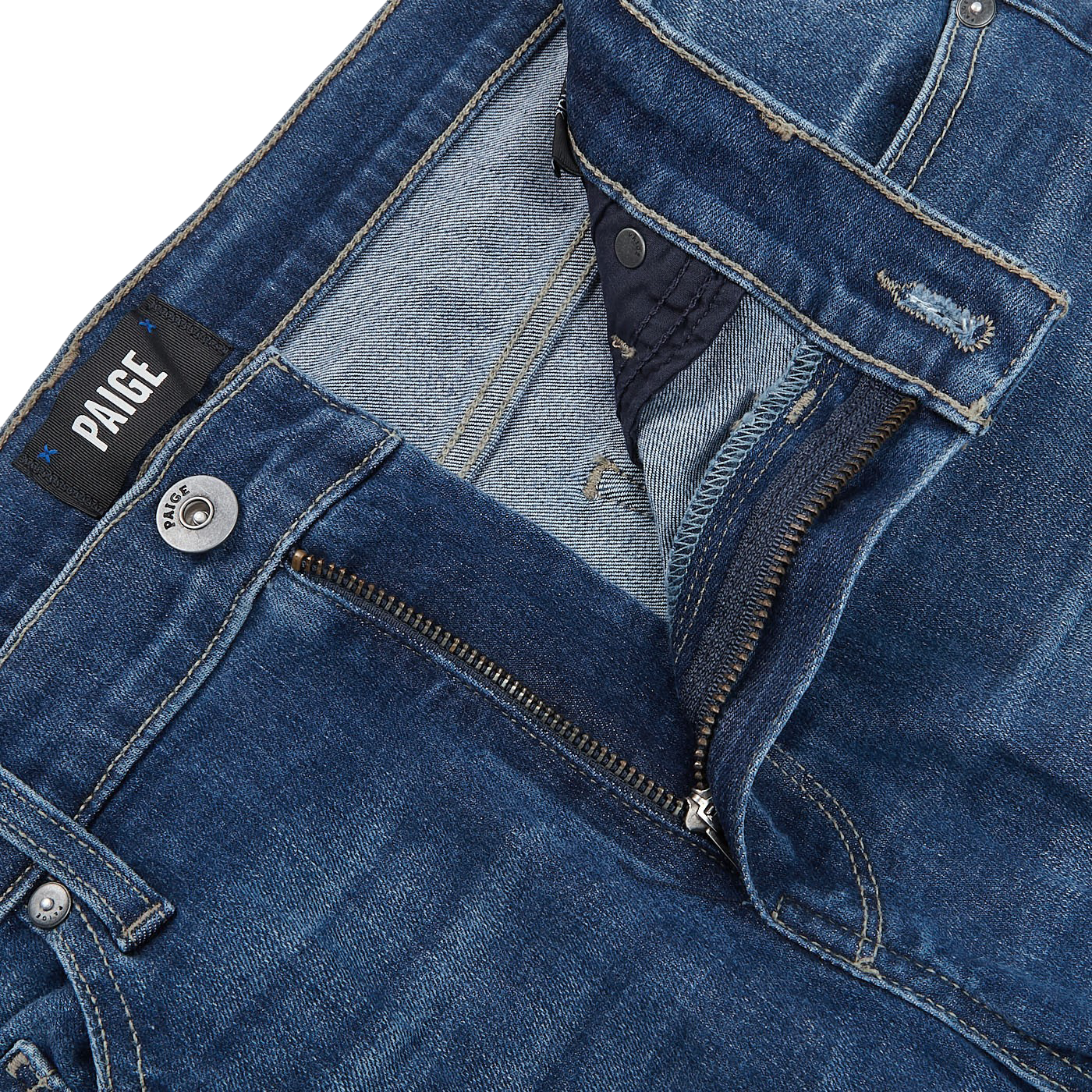 Paige Mulholland Blue Cotton Stretch Lennox Jeans Zipper