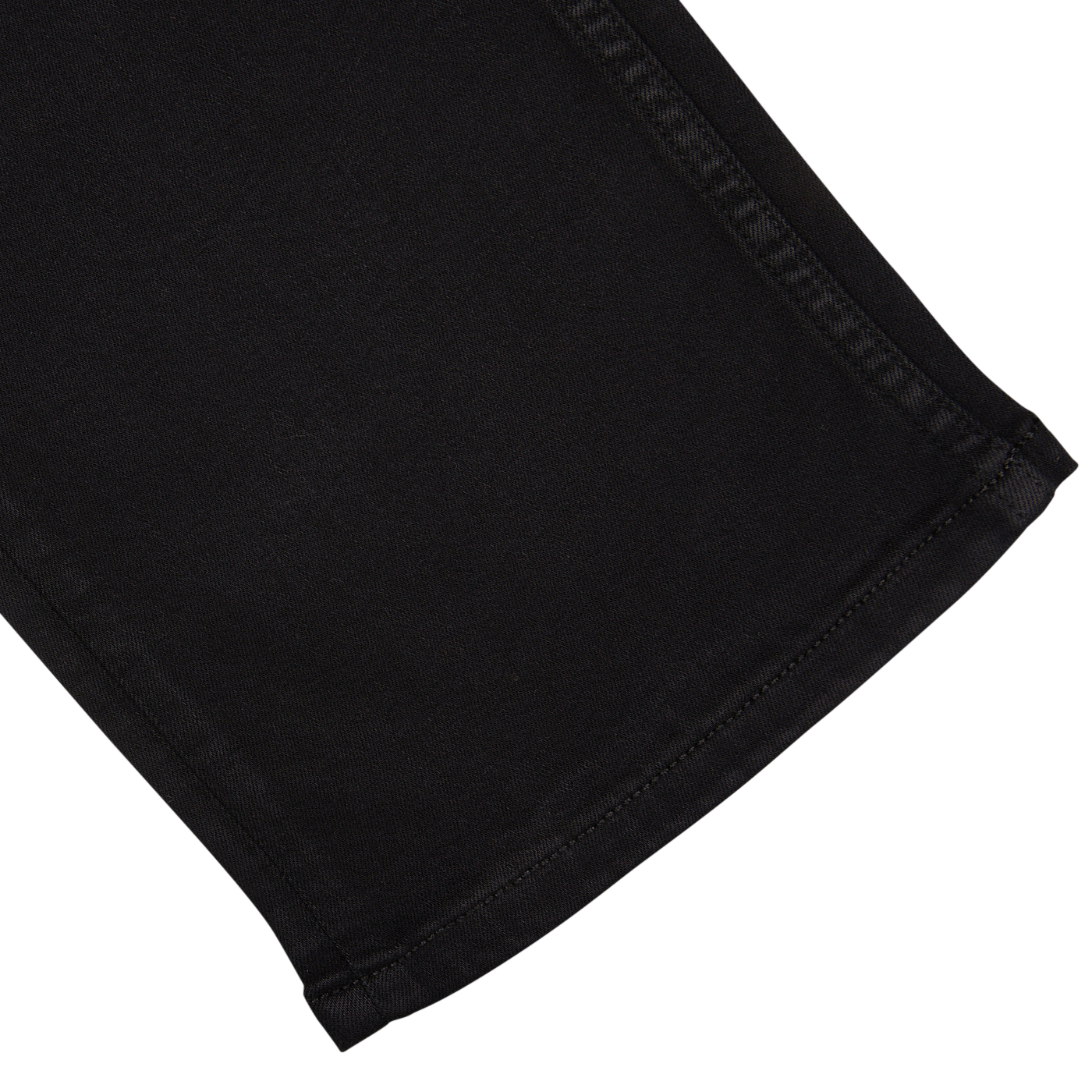 Black Shadow Cotton Transcend Normandie Jeans by Paige with a hem on a white background.