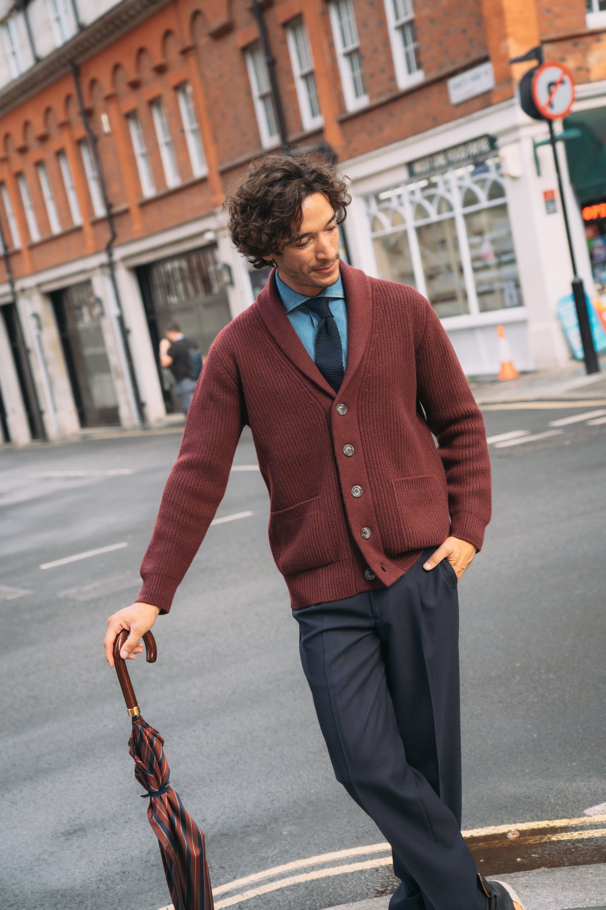 Burgundy Wool/Cashmere Morgan Shawl Cardigan