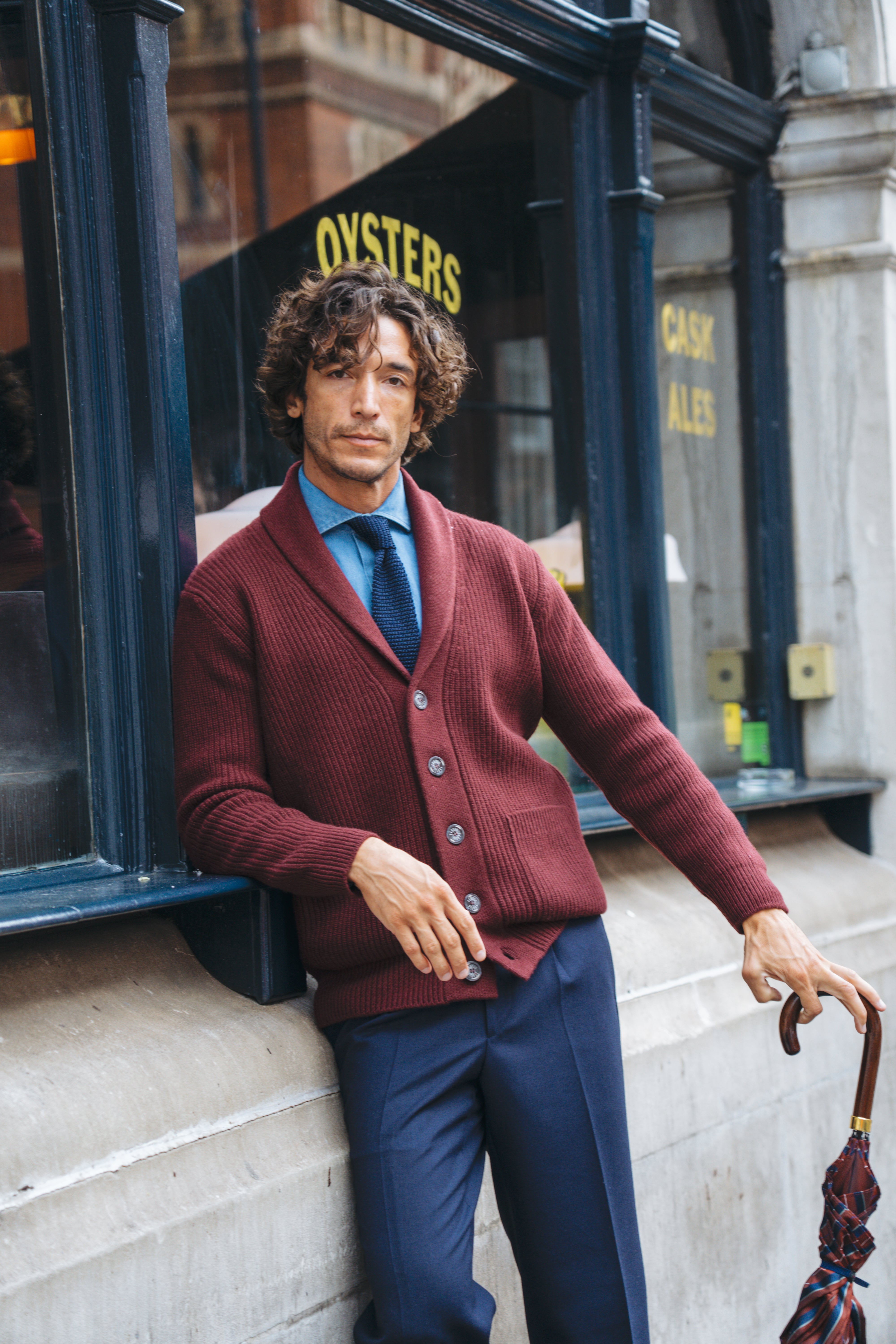 Burgundy Wool/Cashmere Morgan Shawl Cardigan