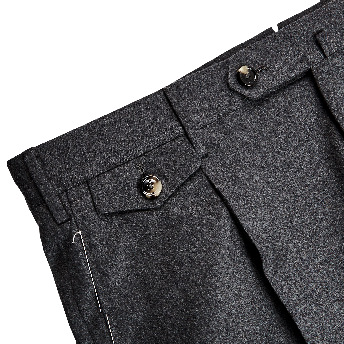 Pt Torino Grey Wool Flannel Gentleman Fit Pleated Trousers Edge