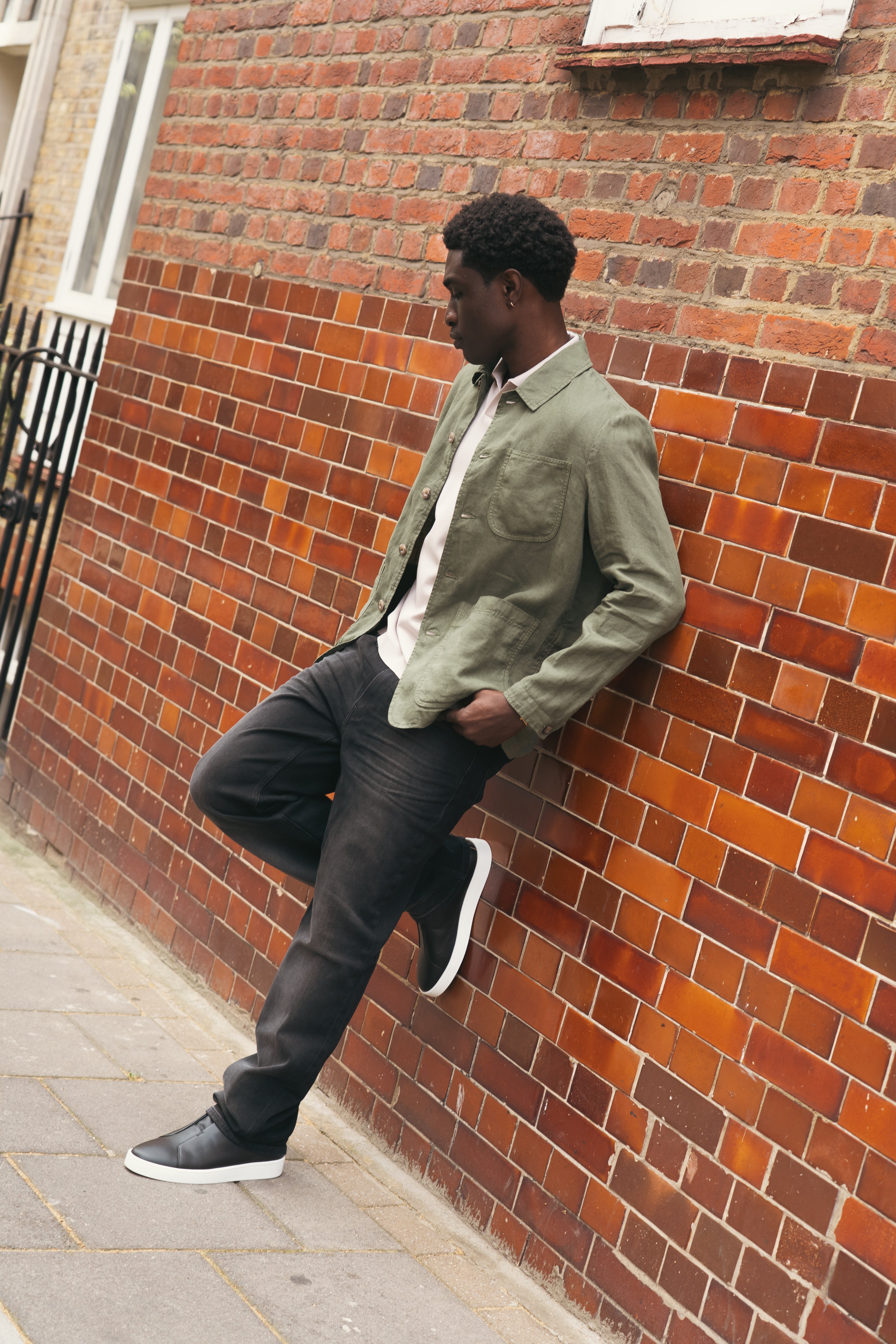 Black Grain Leather Slip-On Sneaker