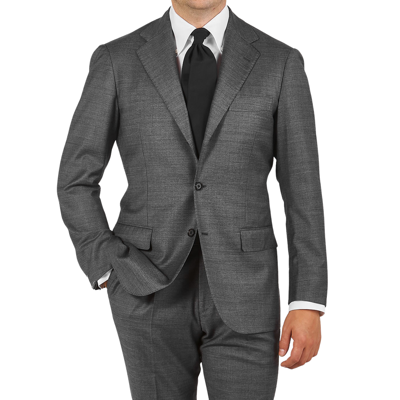Ring Jacket Grey Melange Pic 'n Pic Wool Suit Front