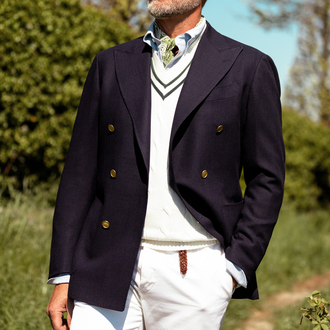 Ring Jacket Navy Blue Wool Balloon Club DB Blazer Model