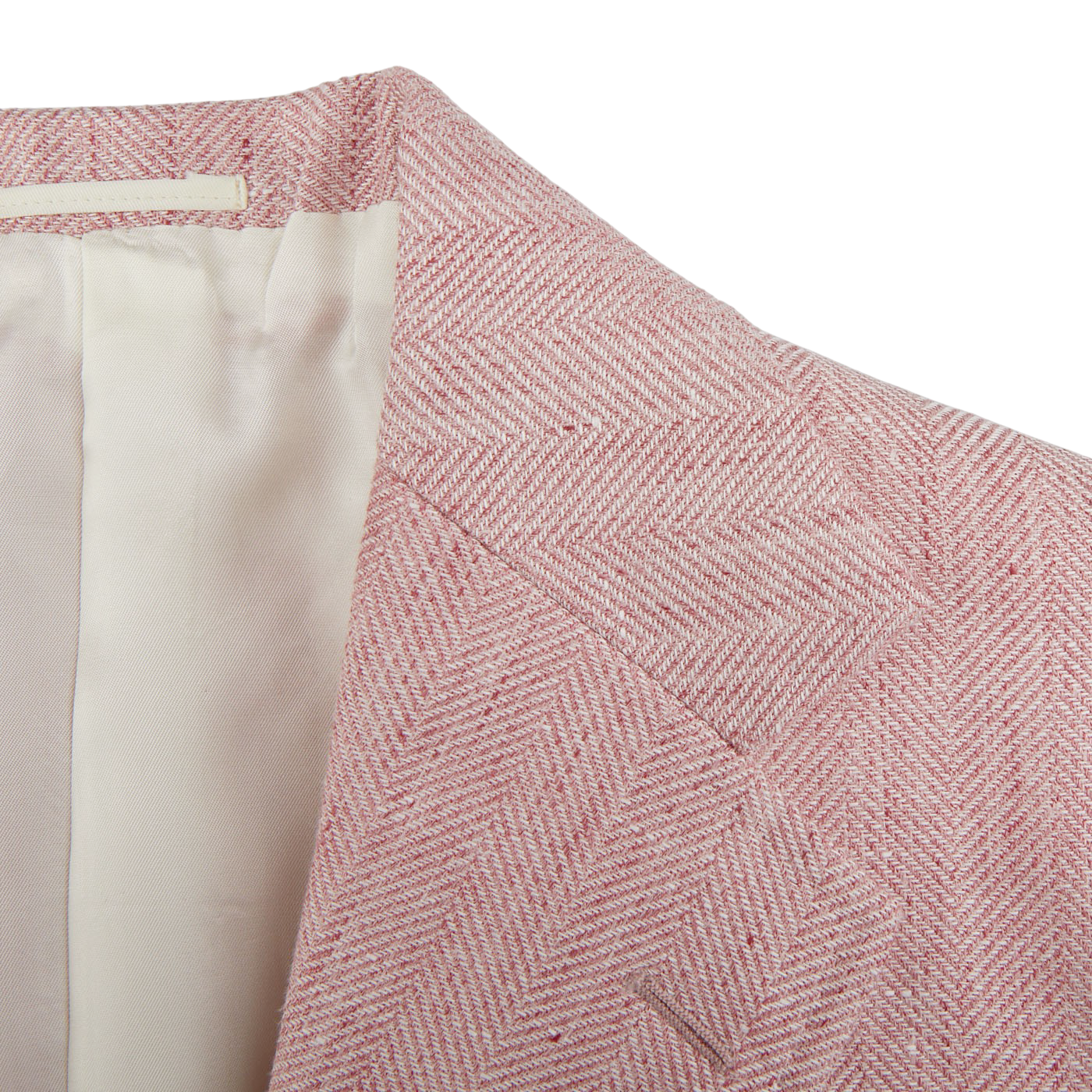 Ring Jacket Pink Herringbone Wool Linen Blazer Lapel