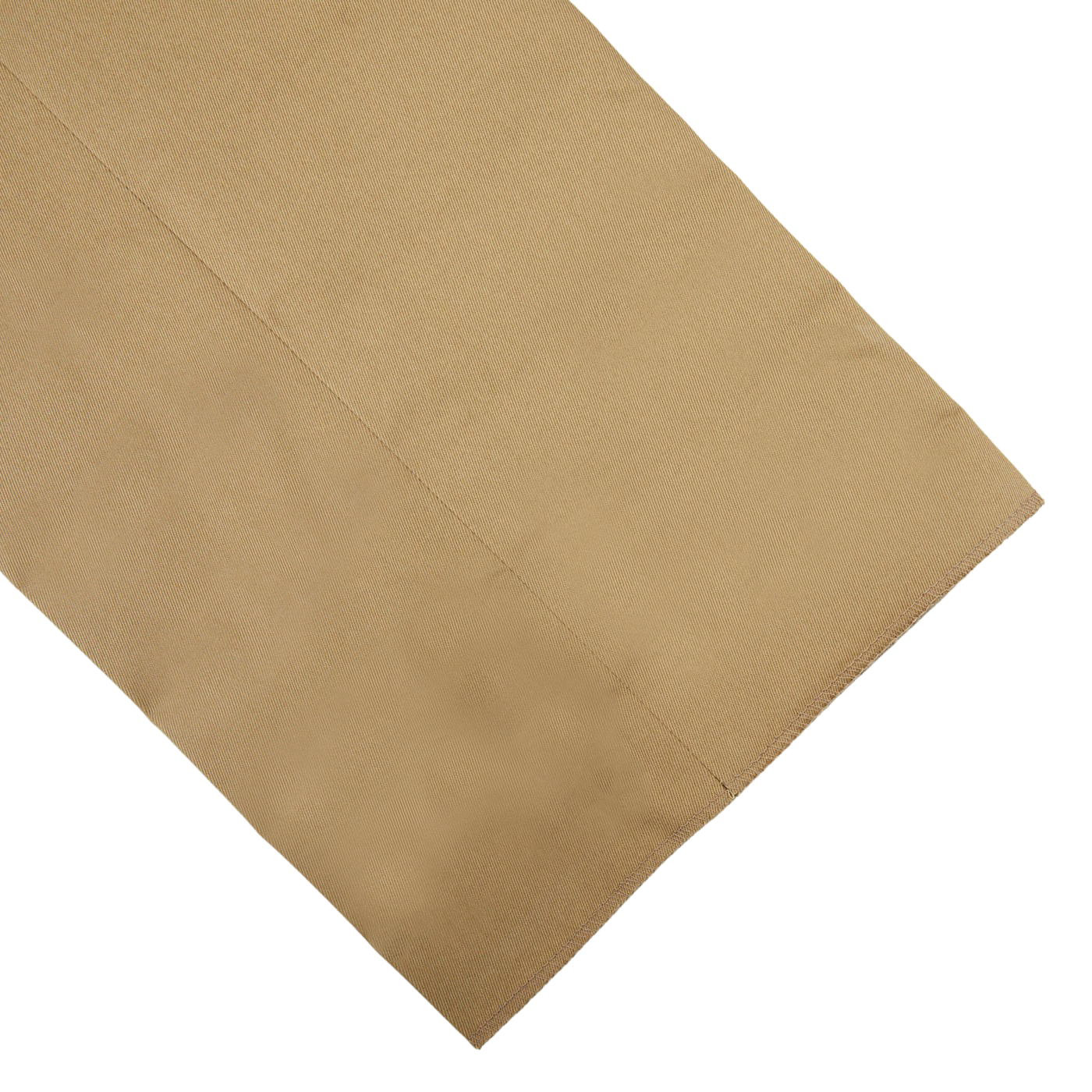 A pair of Ring Jacket Khaki Beige Cotton Twill Pleated Trousers on a white surface.