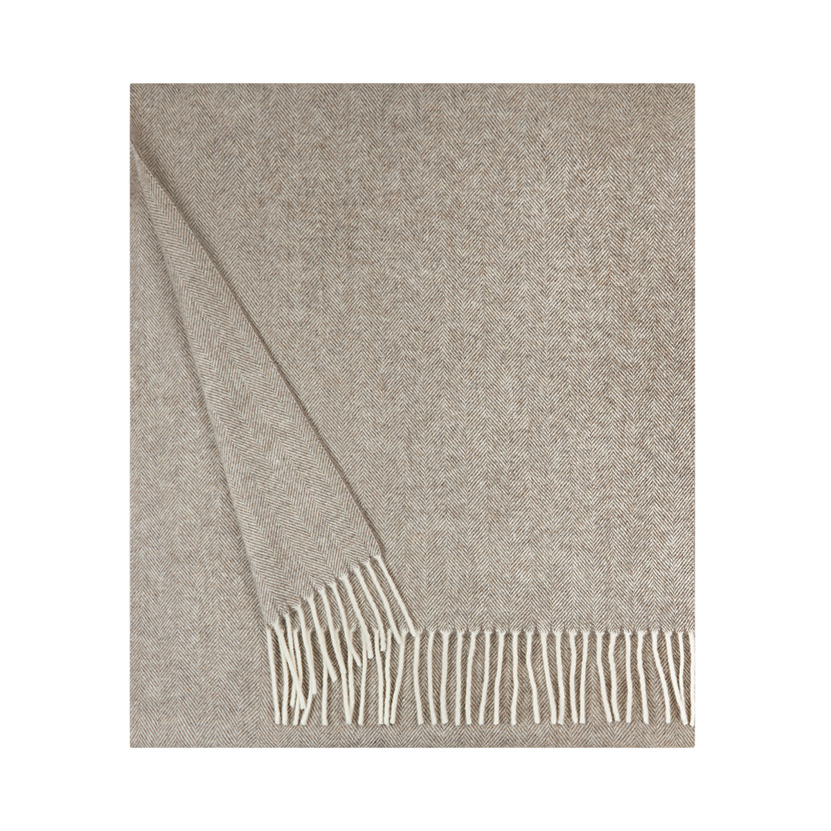 Taupe Pure Wool Herringbone Scarf