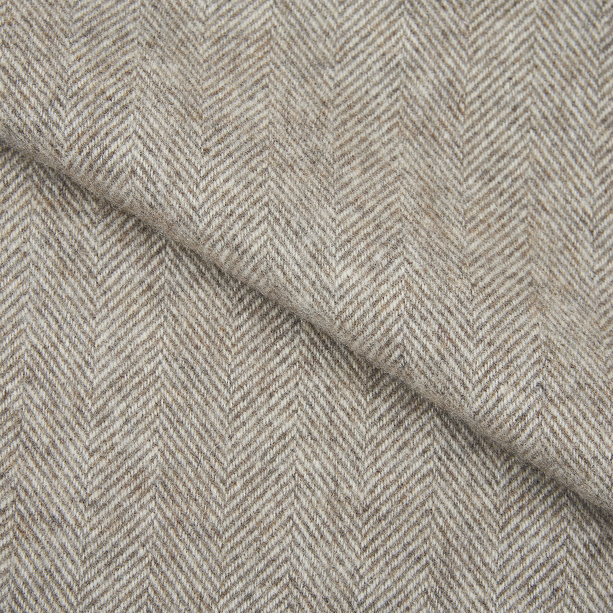 Taupe Pure Wool Herringbone Scarf