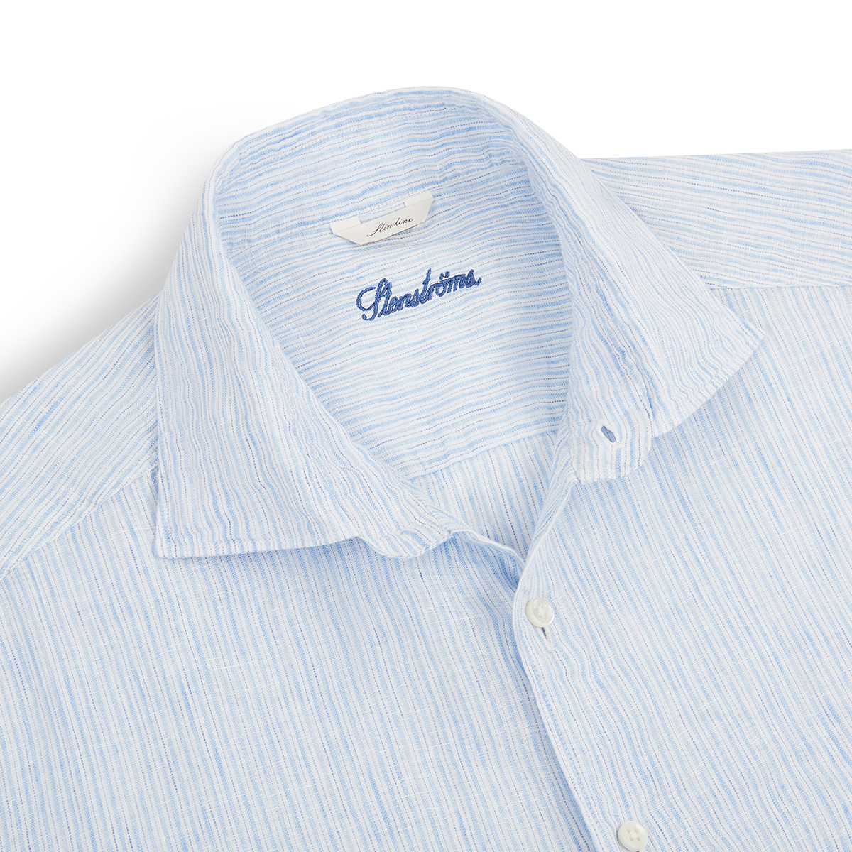 Blue Stripe Linen Slimline Shirt