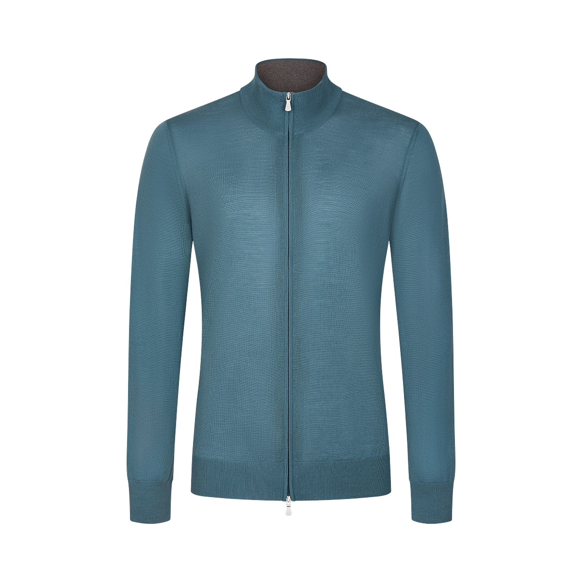 Green Wool Full Zip Cardigan