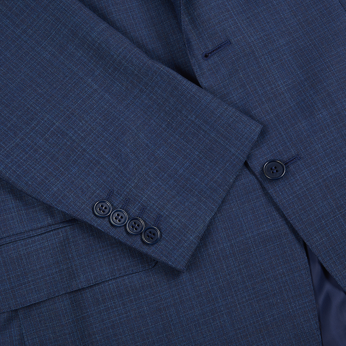 Mid Blue Micro Design Wool Suit