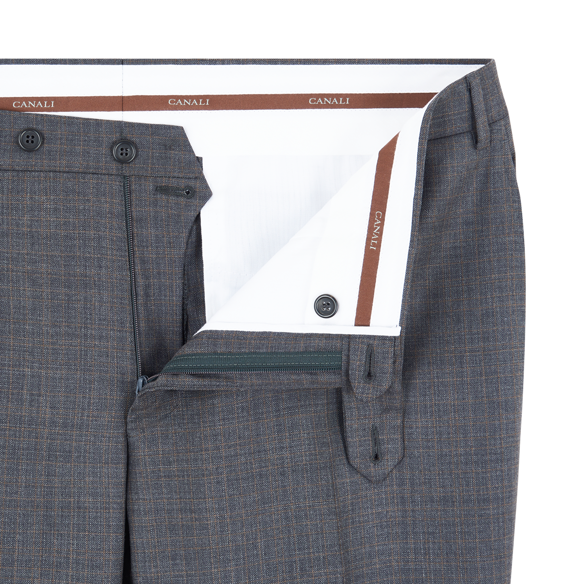 Grey/Brown Check Wool Notch Lapel Suit