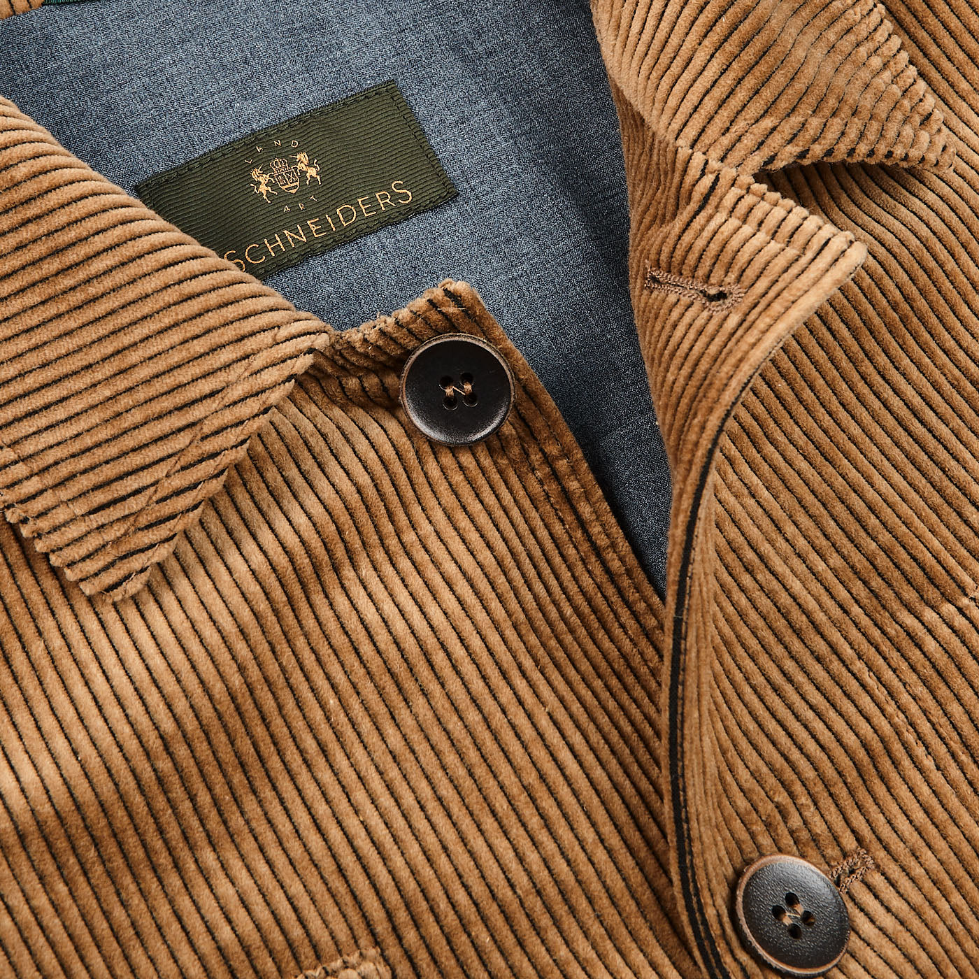 Schneiders Camel Corduroy Five Pocket Chore Jacket Open