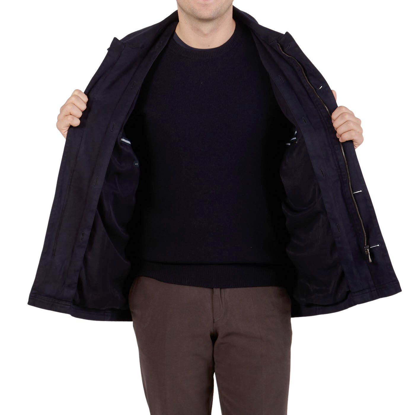 Schneiders Navy Blue Dyed Cotton Fur Lined Jacket Inside