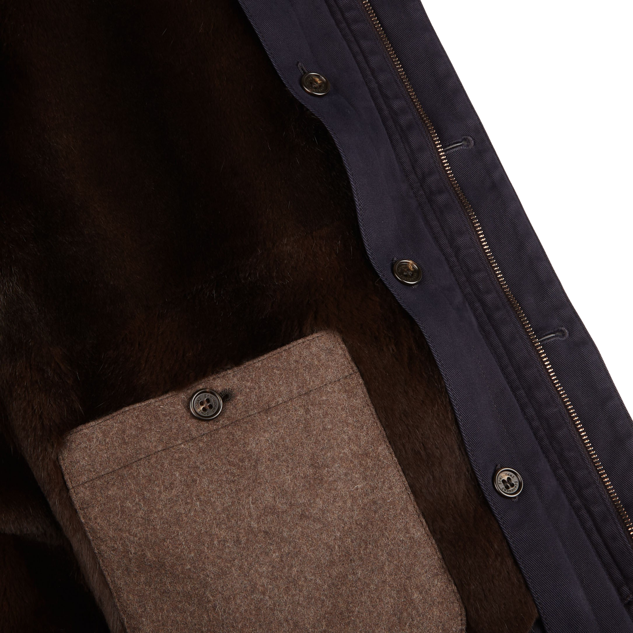 Schneiders Navy Blue Dyed Cotton Fur Lined Jacket Inside1