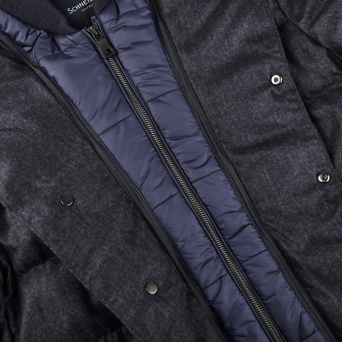 Schneiders Navy Melange Technical Micro Down Jacket Detail
