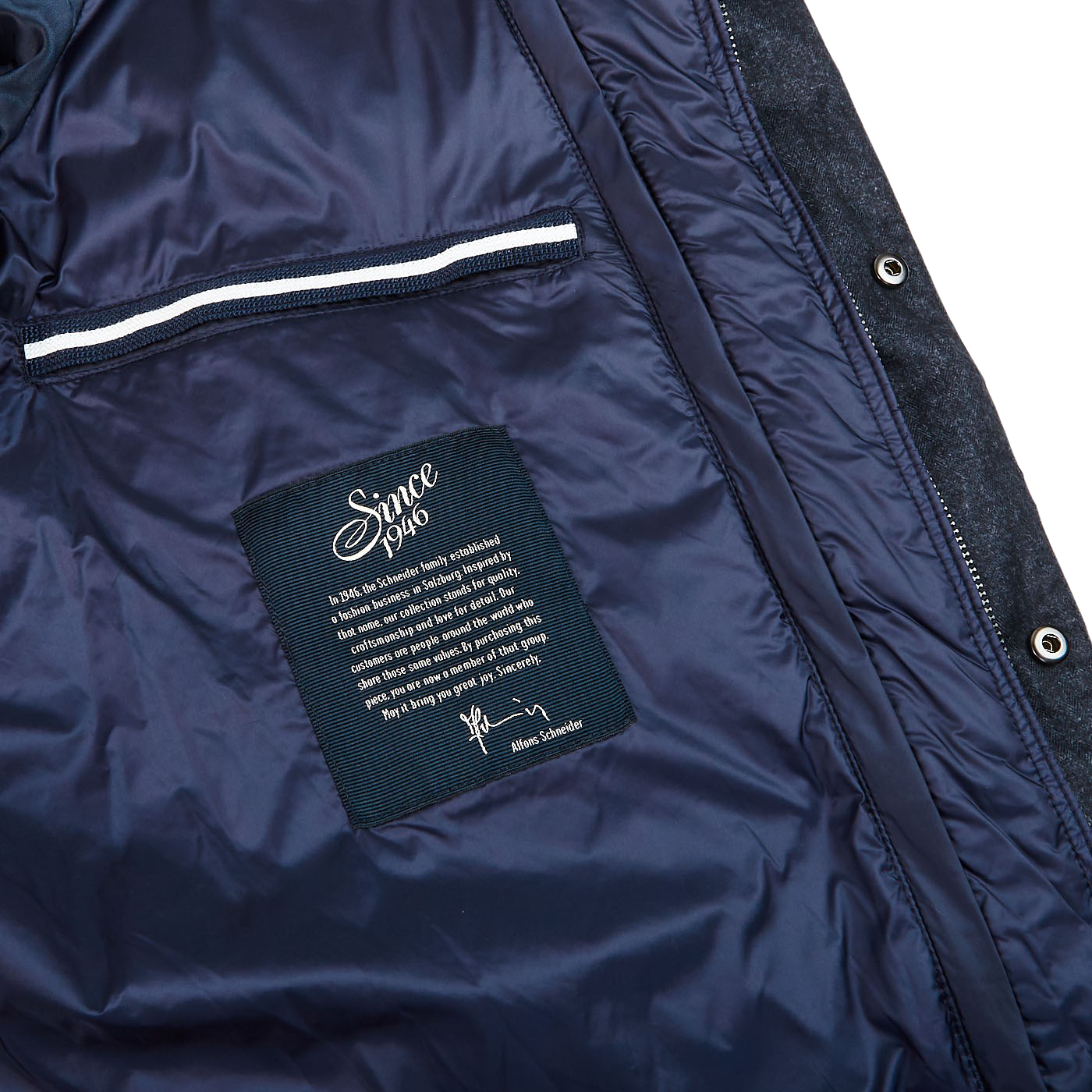 Schneiders Navy Melange Technical Micro Down Jacket Inside
