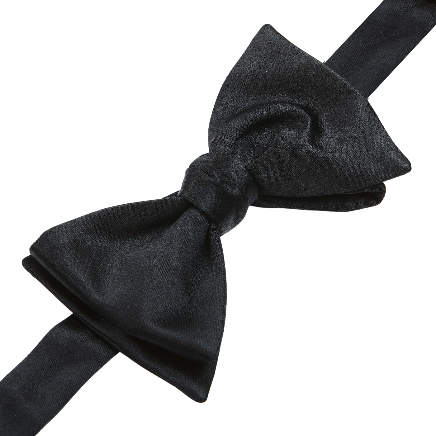Silvio Forello Black Silk Satin Self-Tie Bow Tie Detail