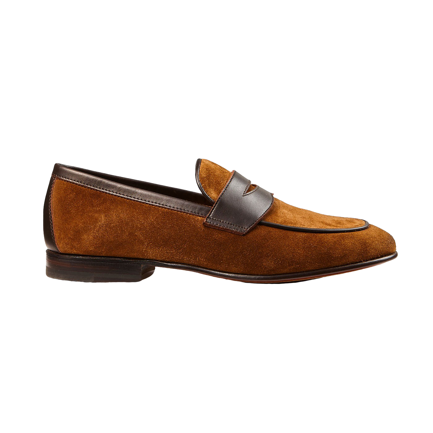 Stemar Tan Suede and Leather Penny Loafer Side
