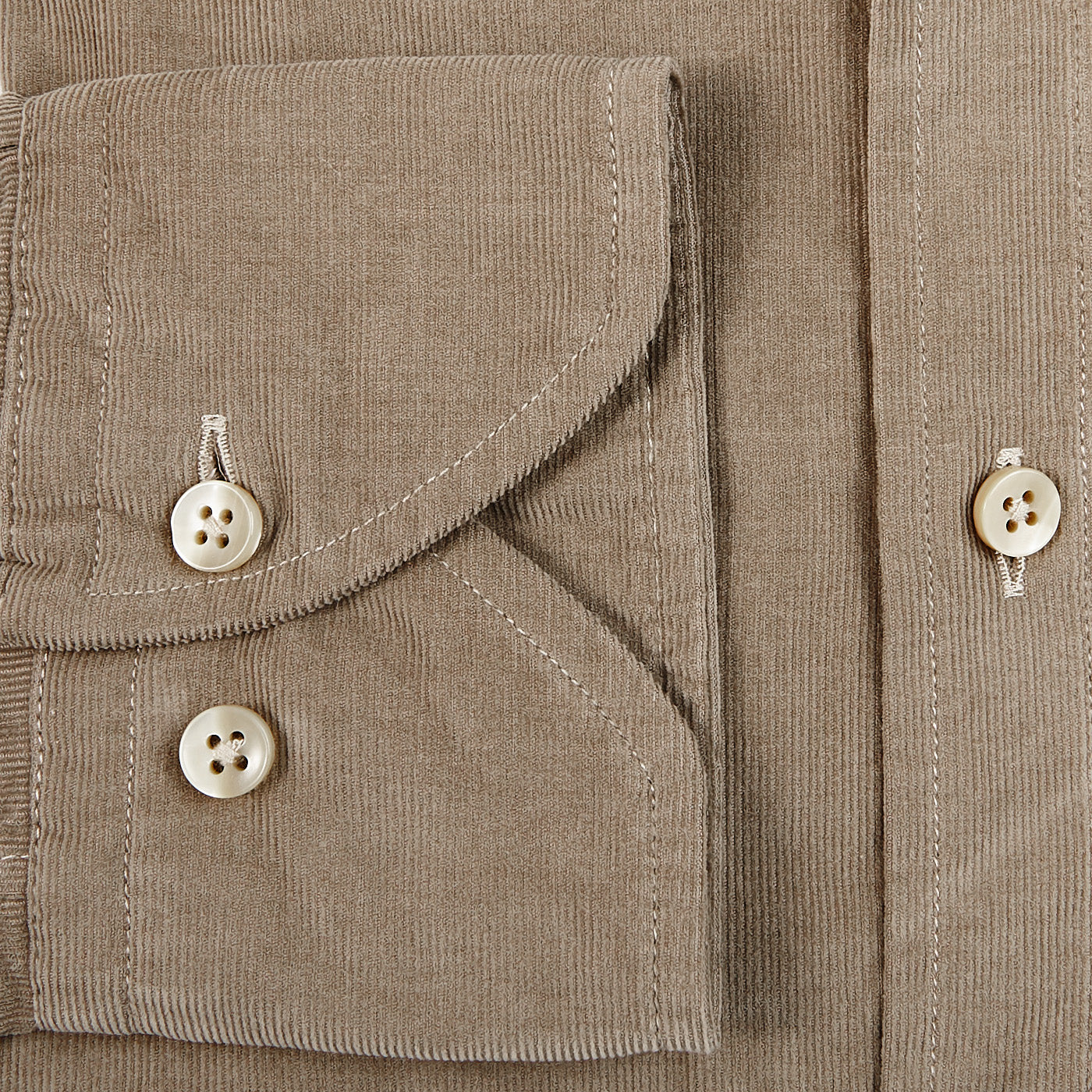 Stenströms Dark Taupe Cotton Corduroy Fitted Body Shirt Cuff
