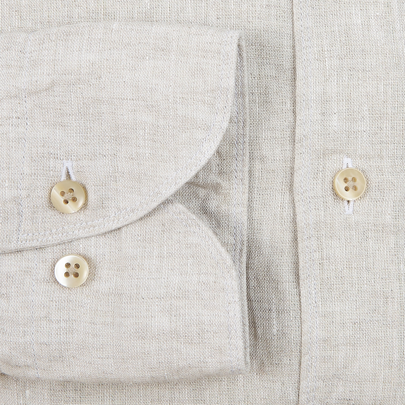 Stenströms Light Beige Linen Slimline Shirt Cuff