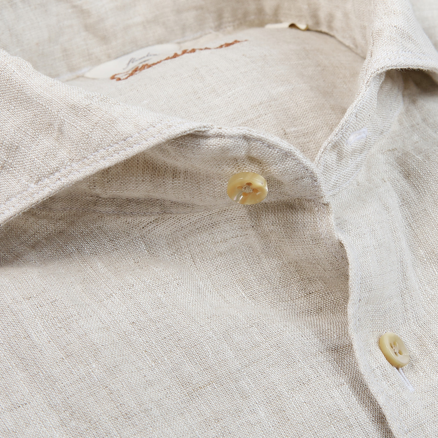 Stenströms Light Beige Linen Slimline Shirt Open