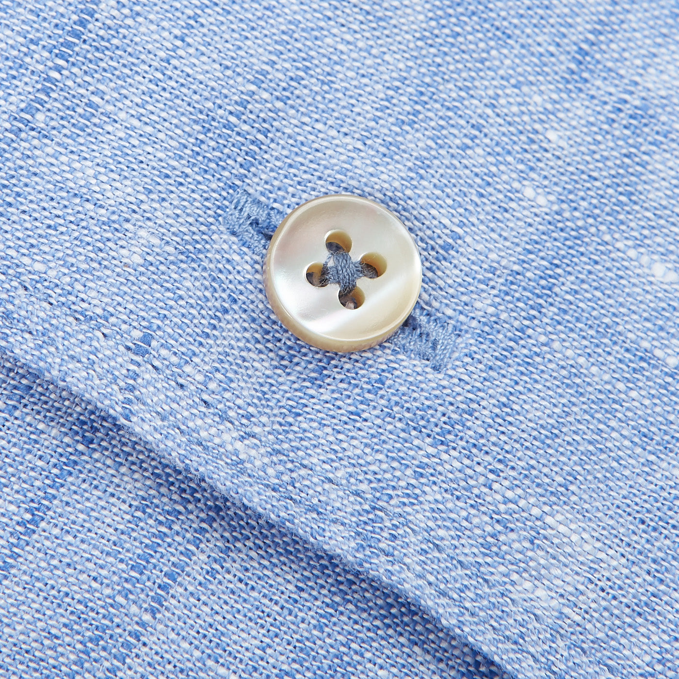 Stenströms Light Blue Linen Cutaway Slimline Shirt Button