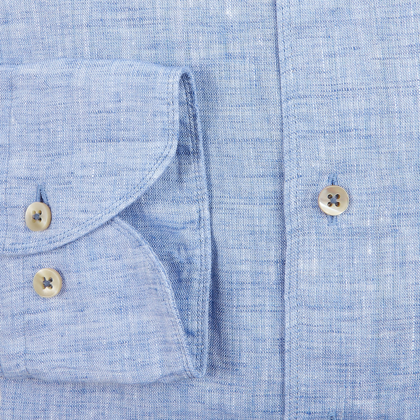 Stenströms Light Blue Linen Cutaway Slimline Shirt Cuff