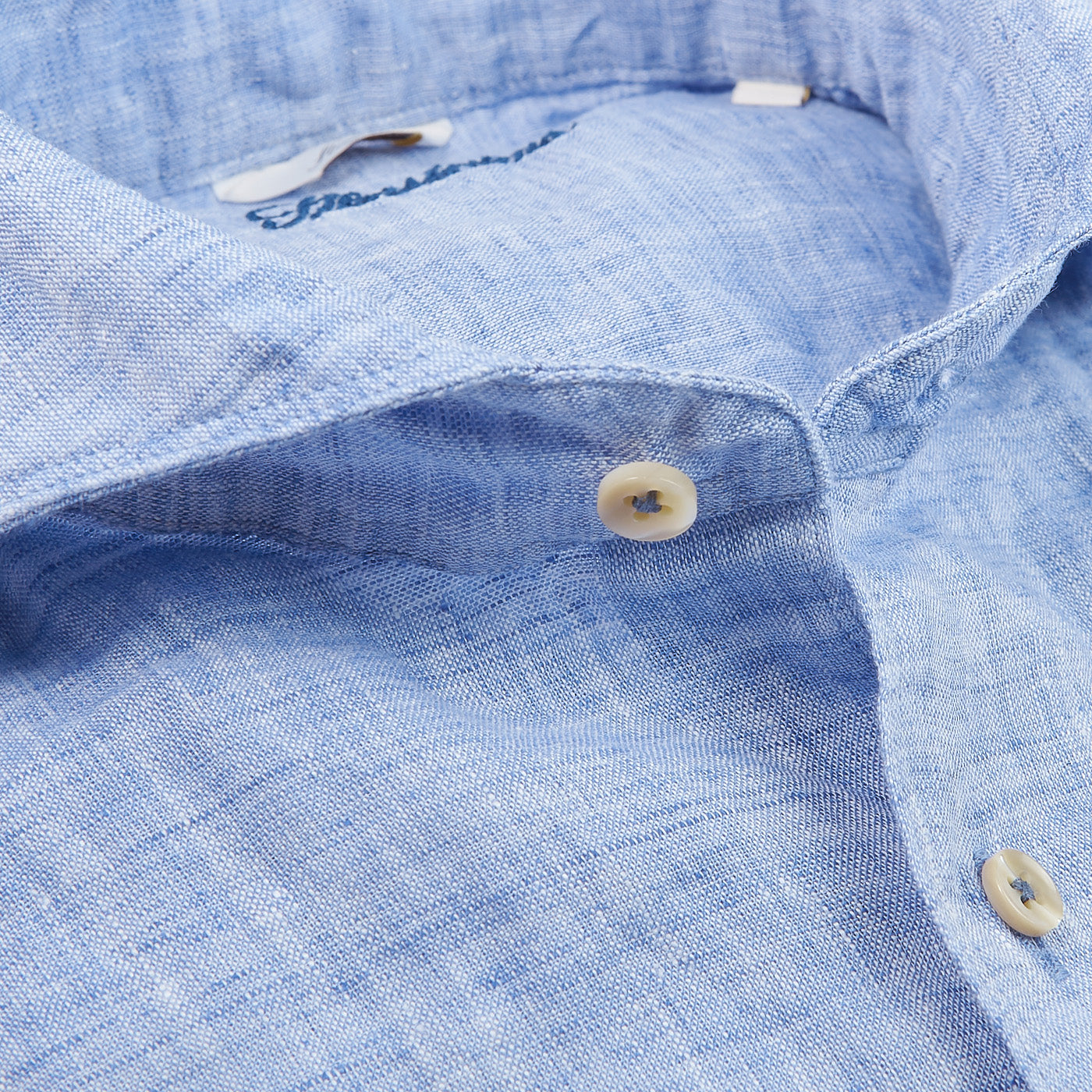 Stenströms Light Blue Linen Cutaway Slimline Shirt Open