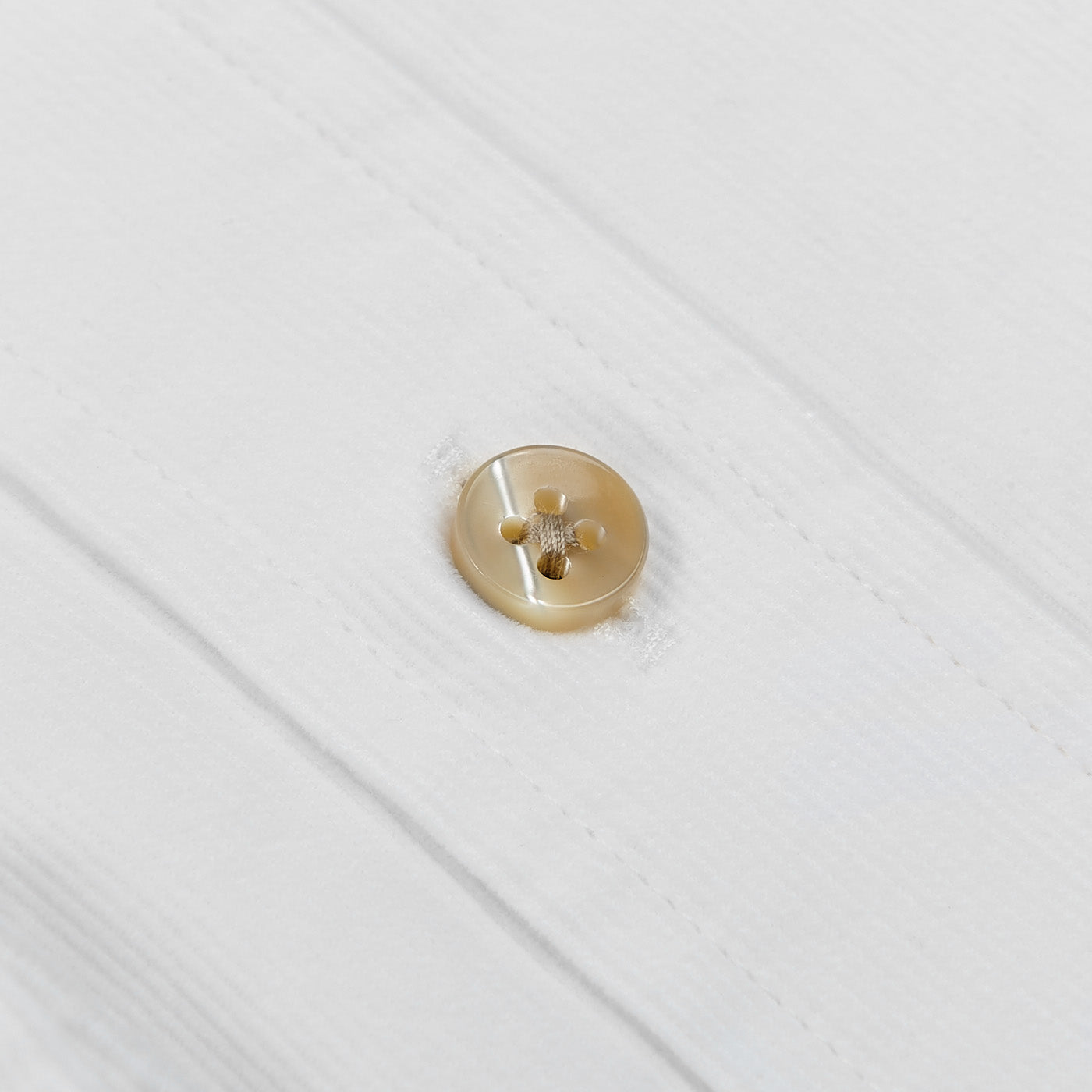 Stenströms White Cotton Corduroy Fitted Body Shirt Button