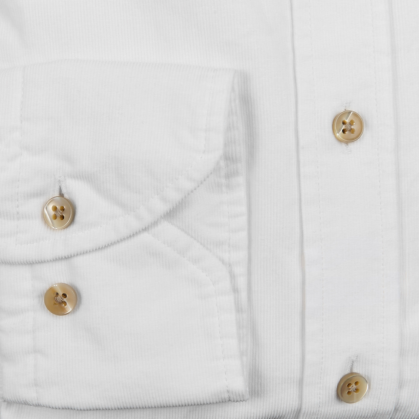 Stenströms White Cotton Corduroy Fitted Body Shirt Cuff