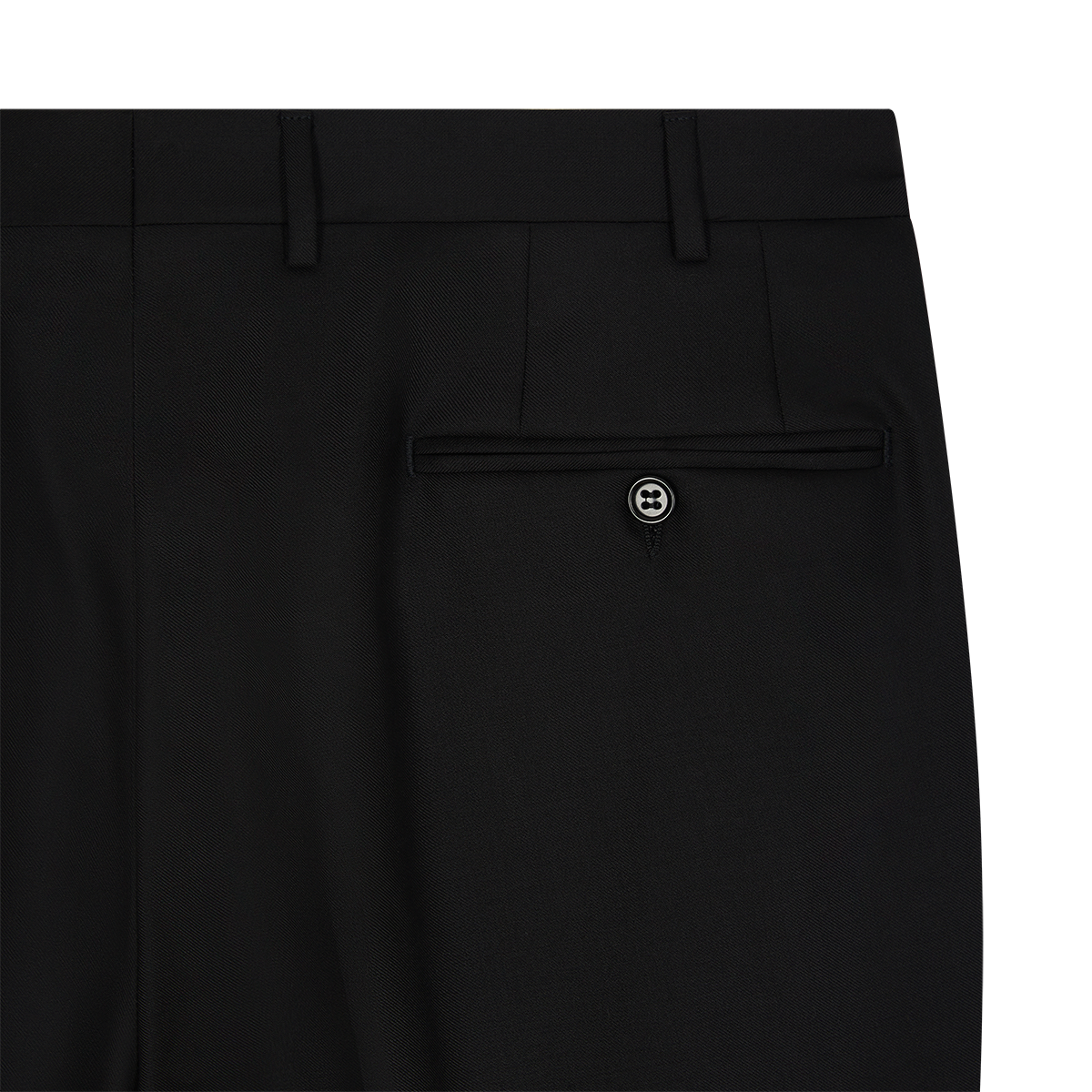 Black Serge Wool Pleated Trouser