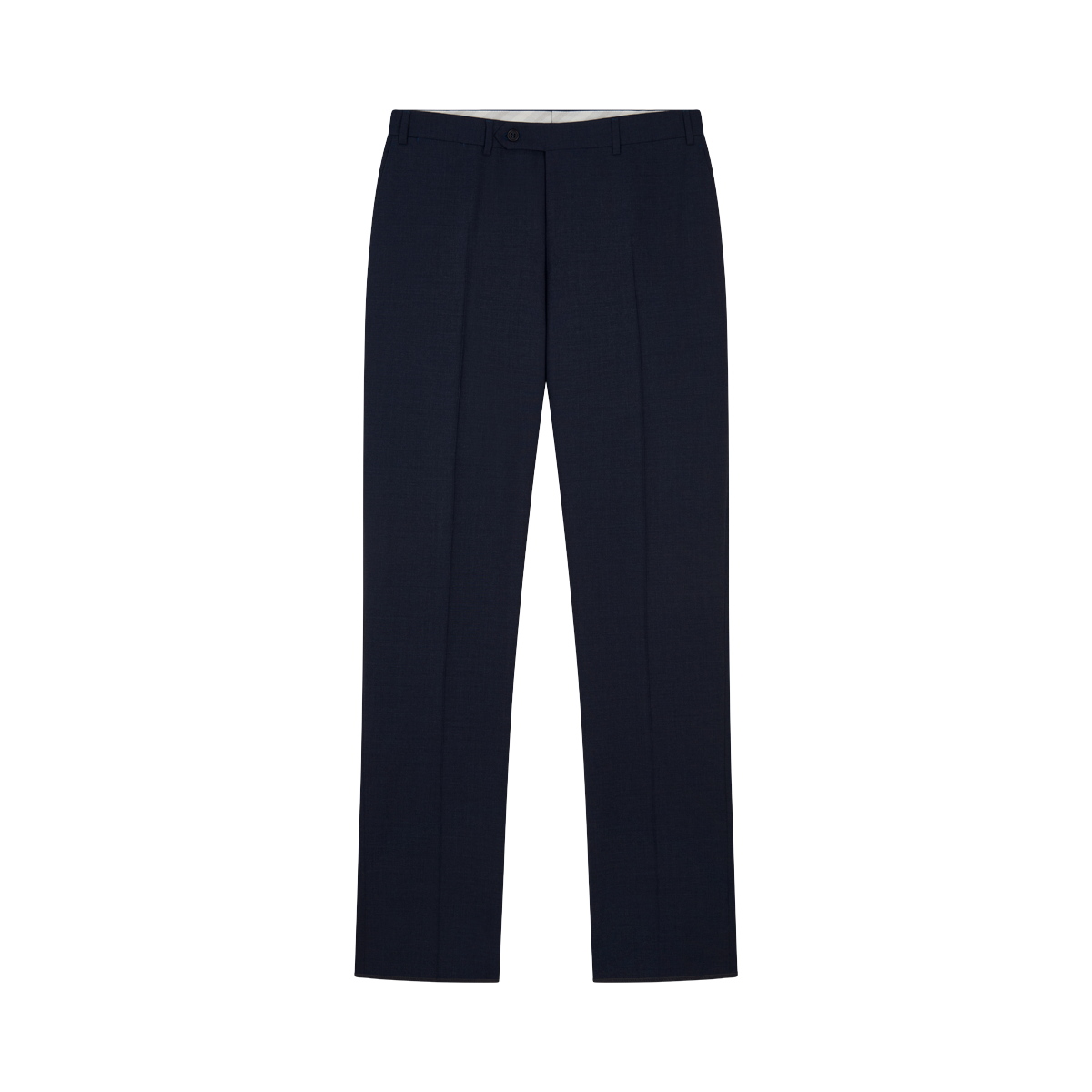 Blue Wool Stretch Flat Front Trousers