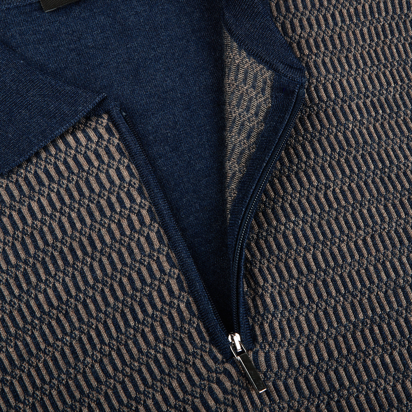Torras Blue Wool Silk Cashmere Zip Polo Shirt Open