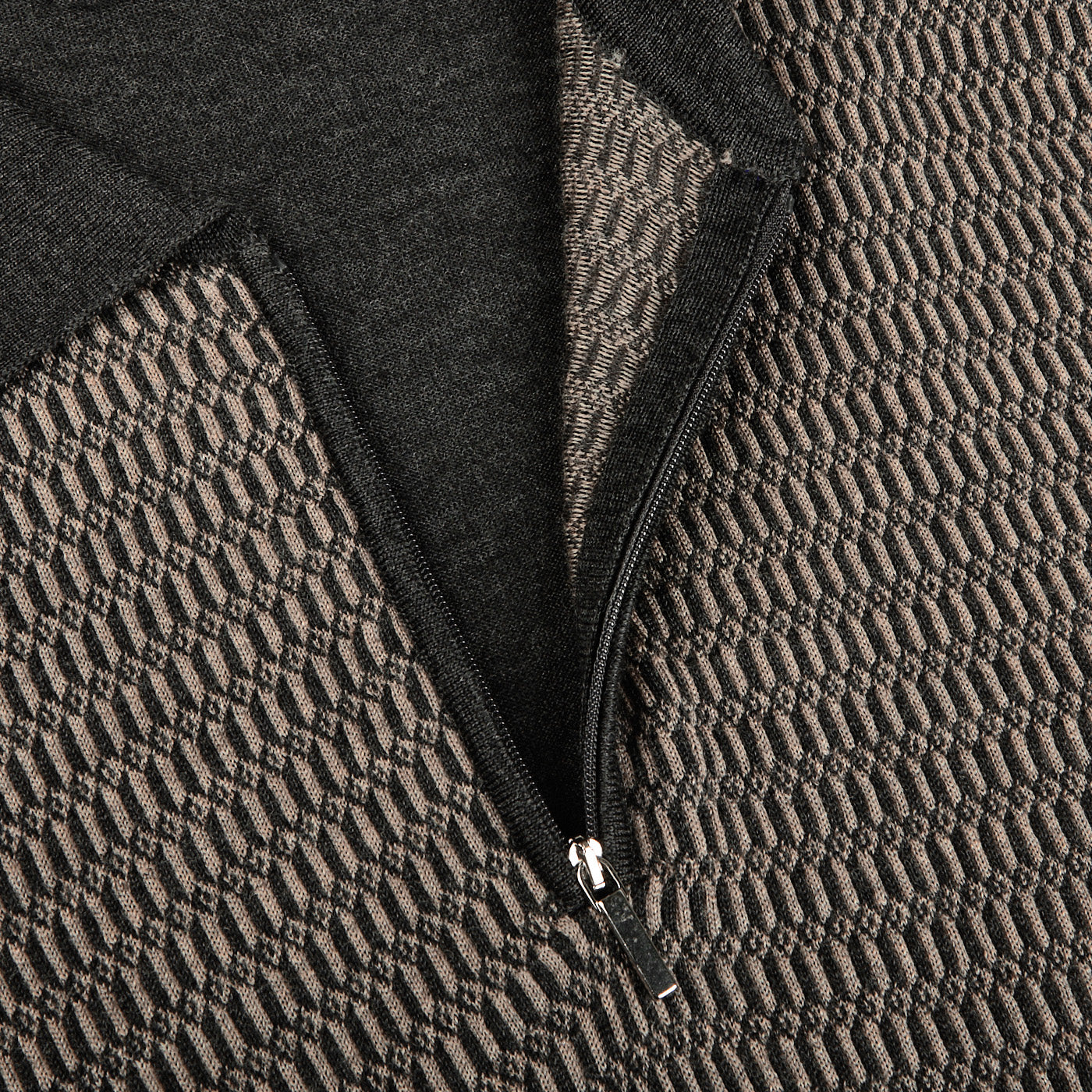 Torras Grey Wool Silk Cashmere Zip Polo Shirt Open