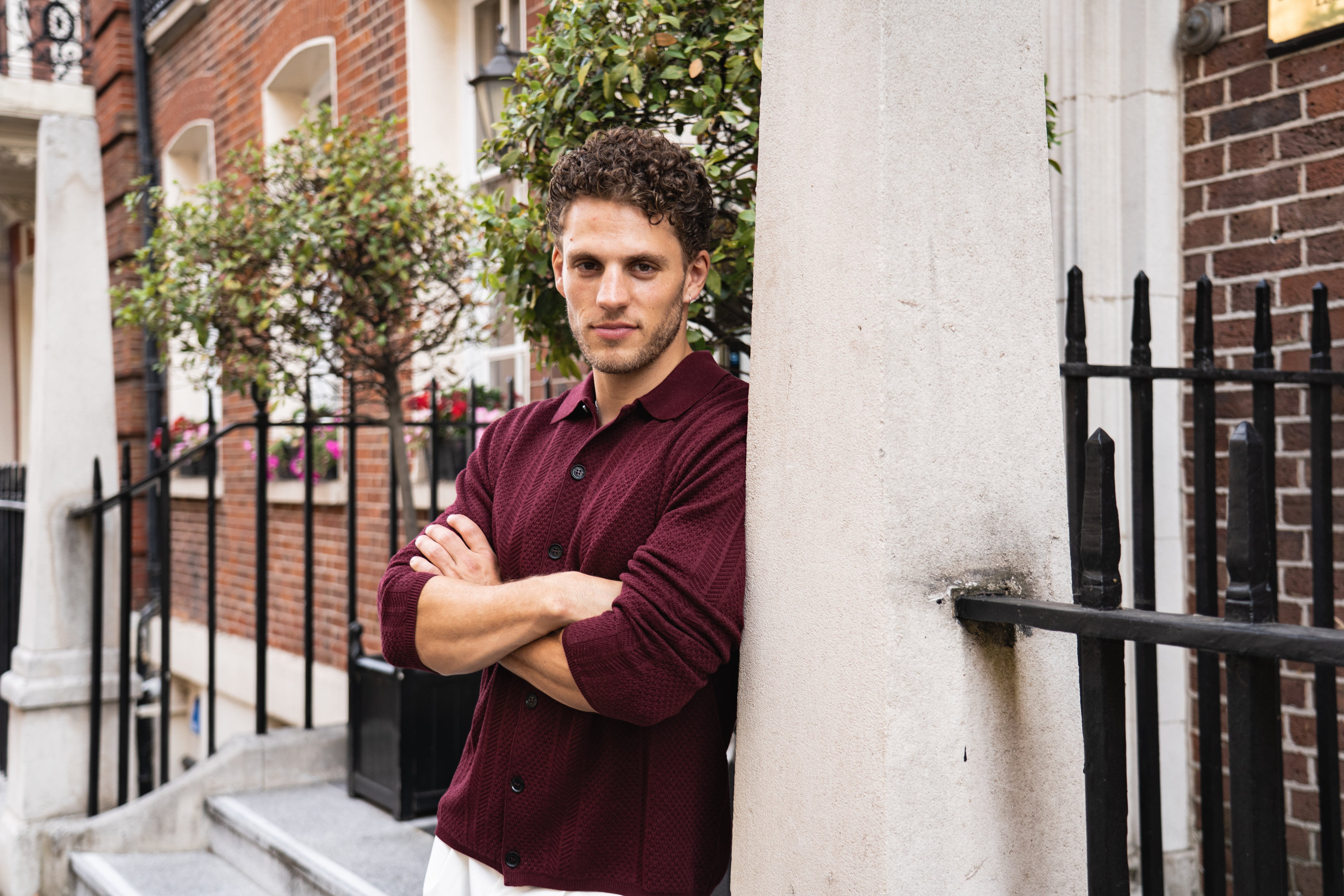 Burgundy Cotton Cashmere Silk Knitted Overshirt
