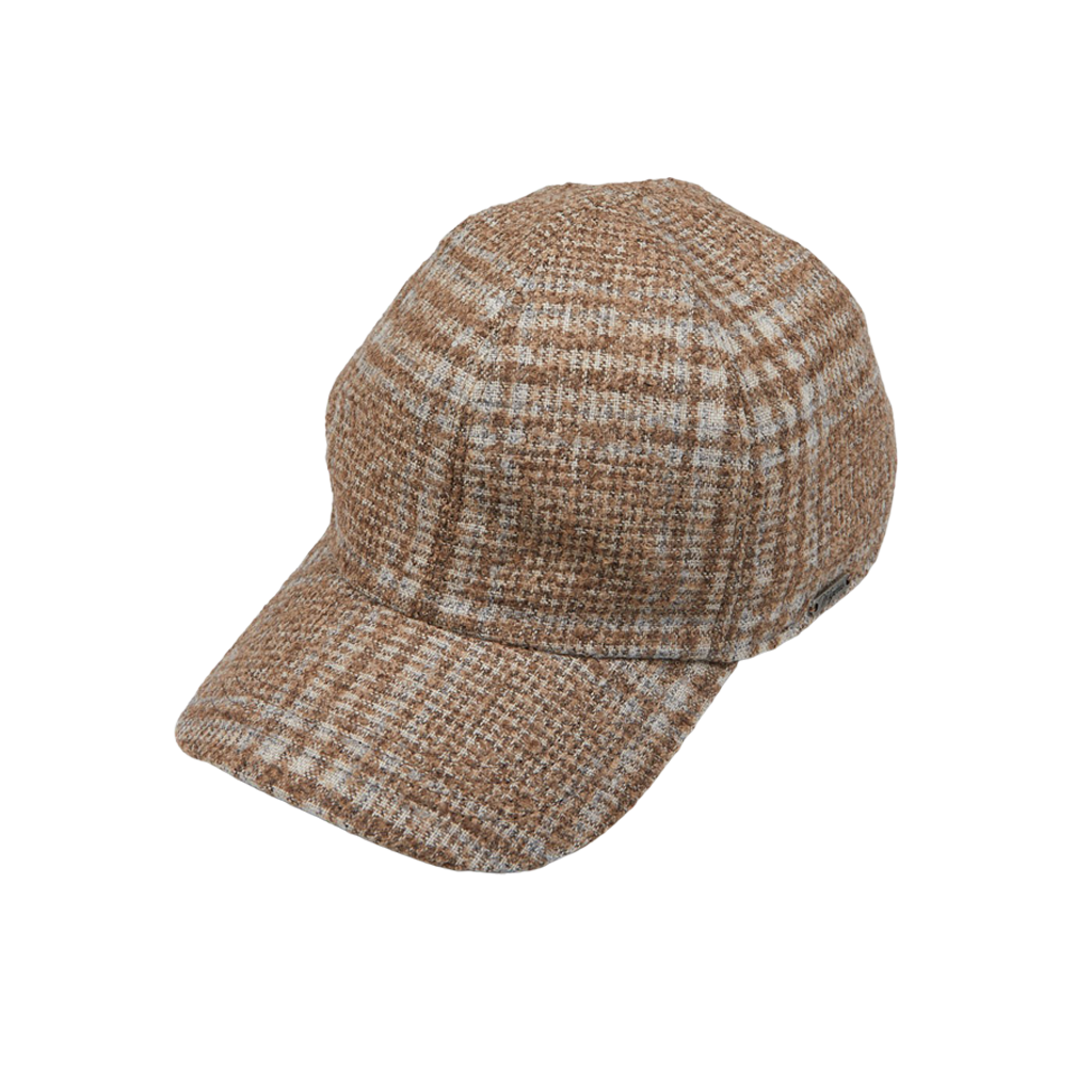 Wigéns Beige Checked Wool Alpaca Baseball Cap Feature