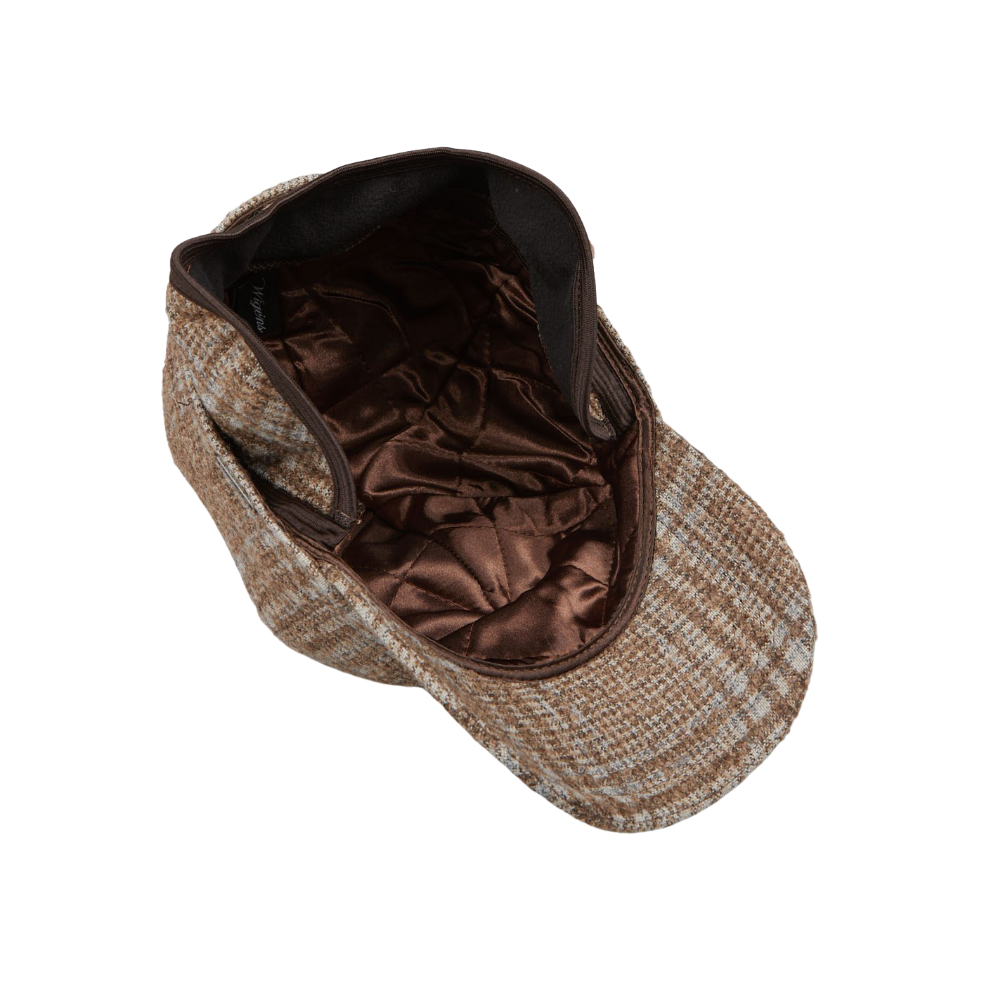 Wigéns Beige Checked Wool Alpaca Baseball Cap Flaps