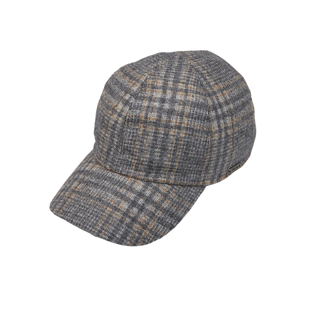 Wigéns Grey Checked Wool Alpaca Baseball Cap Feature