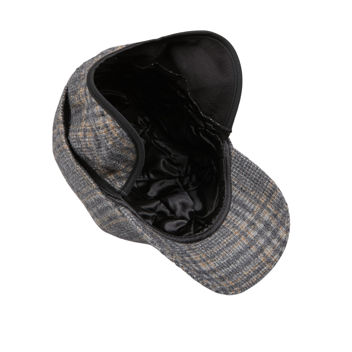 Wigéns Grey Checked Wool Alpaca Baseball Cap Flaps